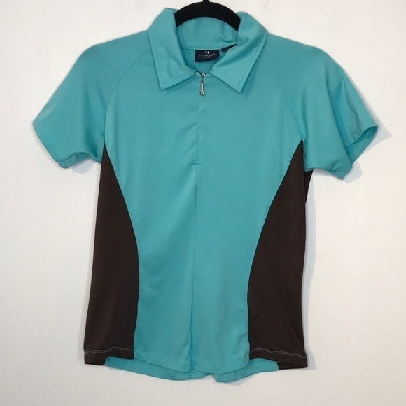 𝅺vuarnet sport half zip two tone shorts sleeve top - Picture 1 of 10